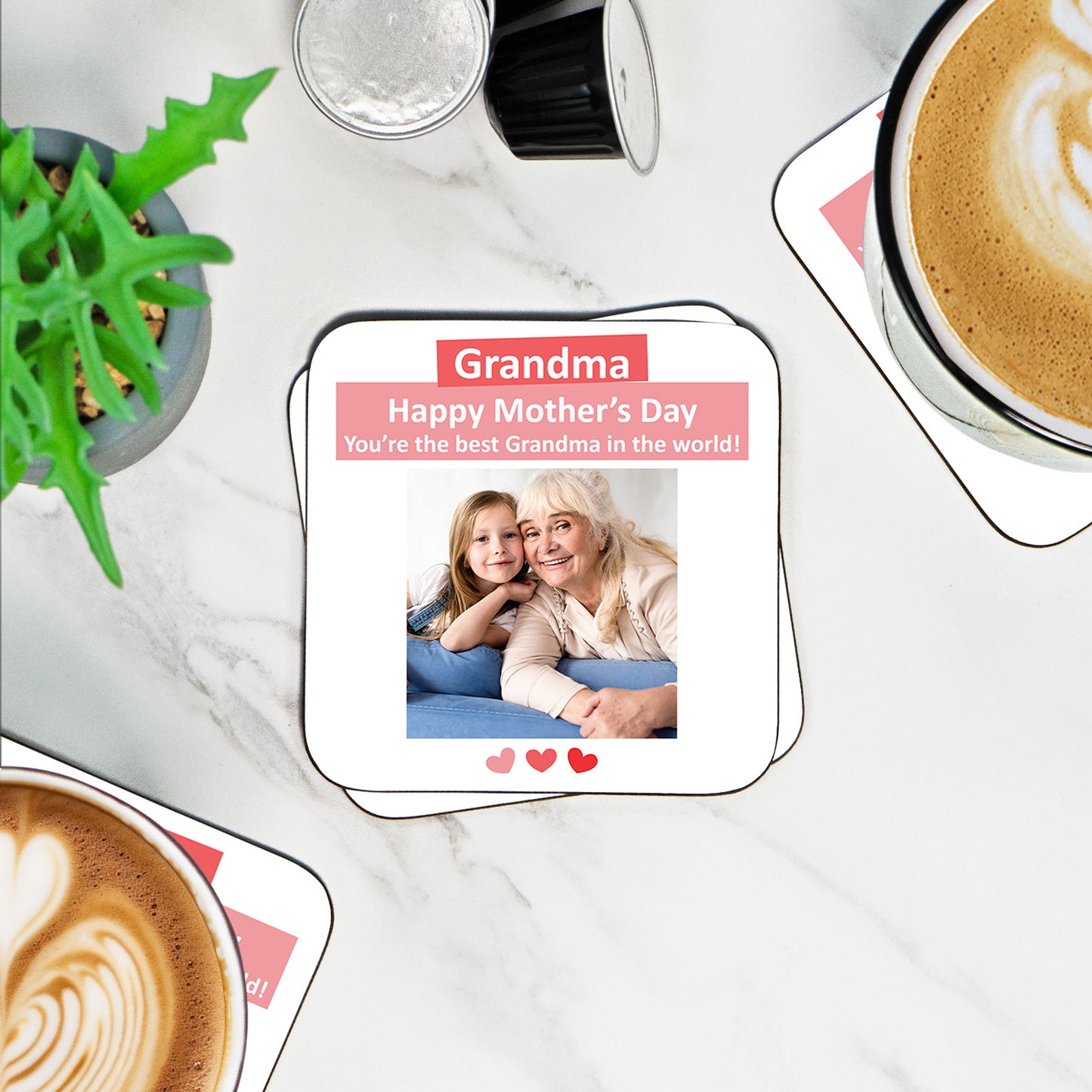 Grandma Happy Mother’s Day – You’re the Best Grandma in the World – Personalised Coaster