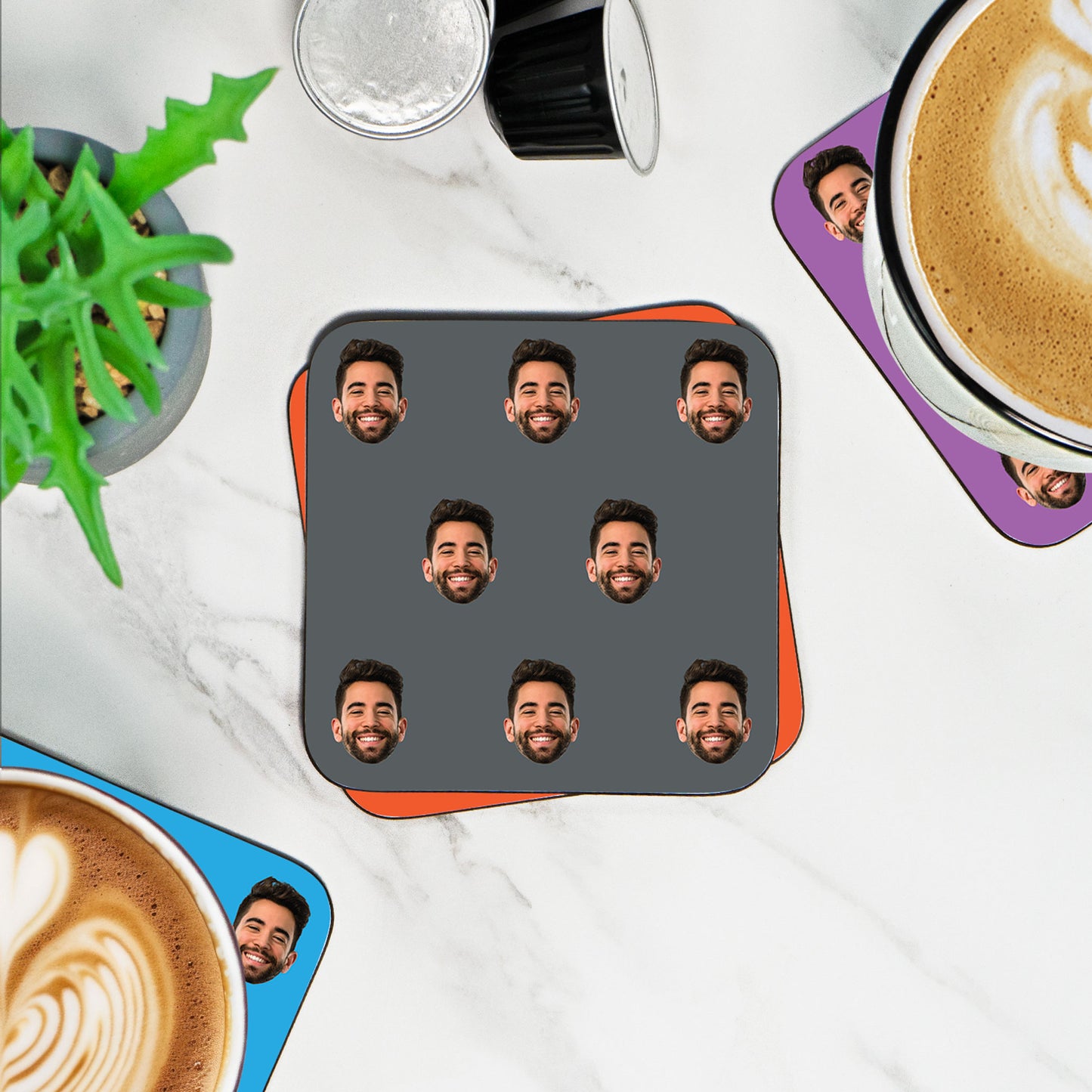 Face Pattern Custom Photo Coaster β Personalised Gift With Repeating Face Design
