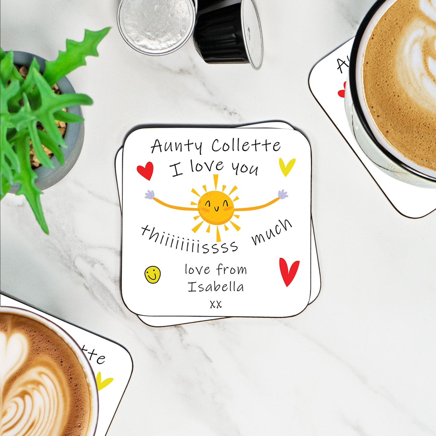Personalised Aunty I Love You This Much - Coaster