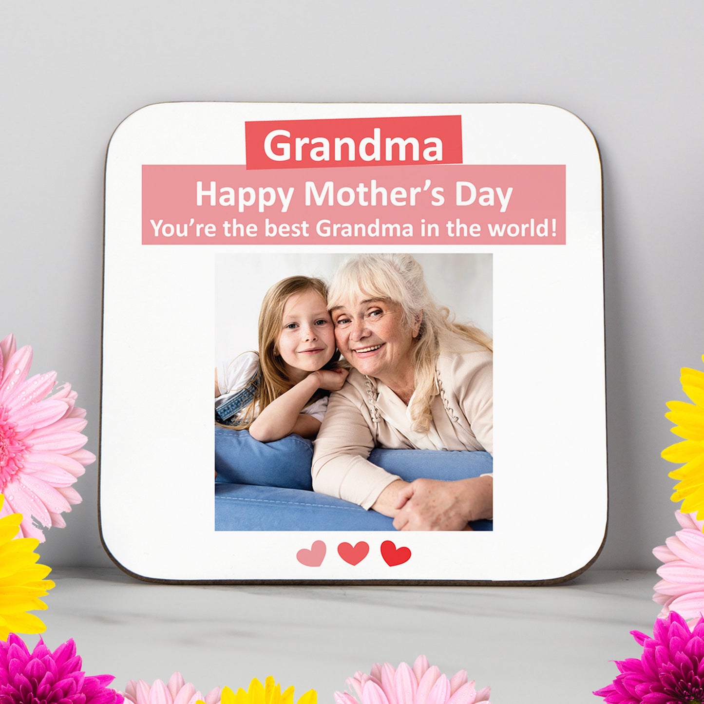 Personalised Mother's Day coaster with photo and “Best Grandma in the World” message
Custom photo coaster for Grandma, Nanny or Gran – printed in the UK
Sentimental Mother’s Day gift from grandchild – glossy finish coaster
Gift for Grandma on Mother’s Day with personalised image and sweet message
High-quality coaster with heartfelt design – perfect for Nan or Granny