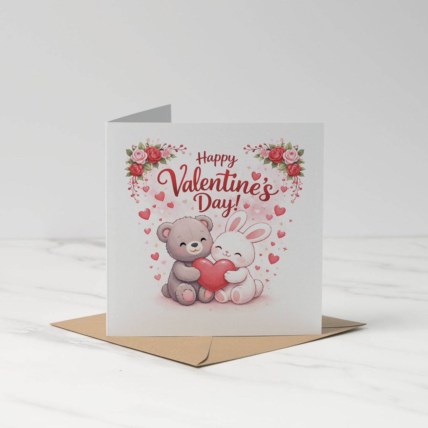 Happy Valentine’s Day – Cute Bear and Bunny Love Card