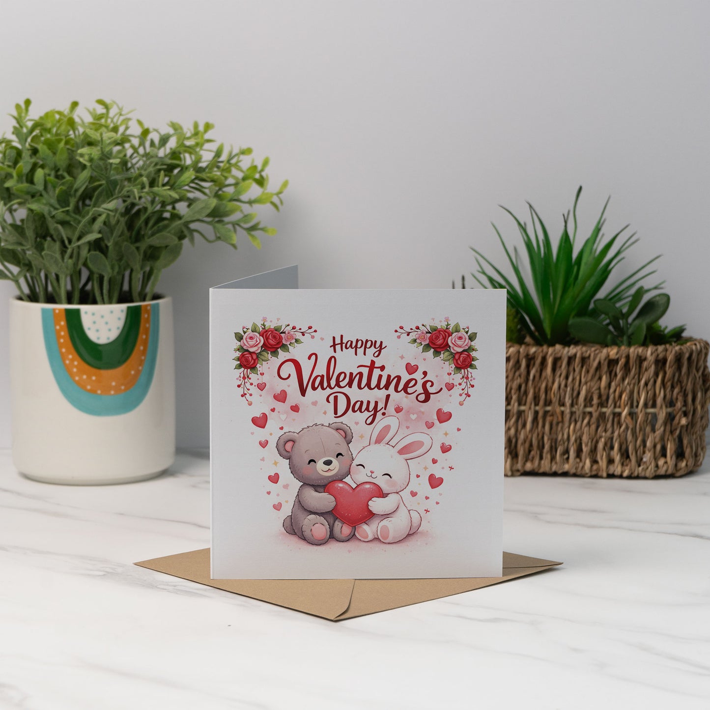 Happy Valentine’s Day – Cute Bear and Bunny Love Card