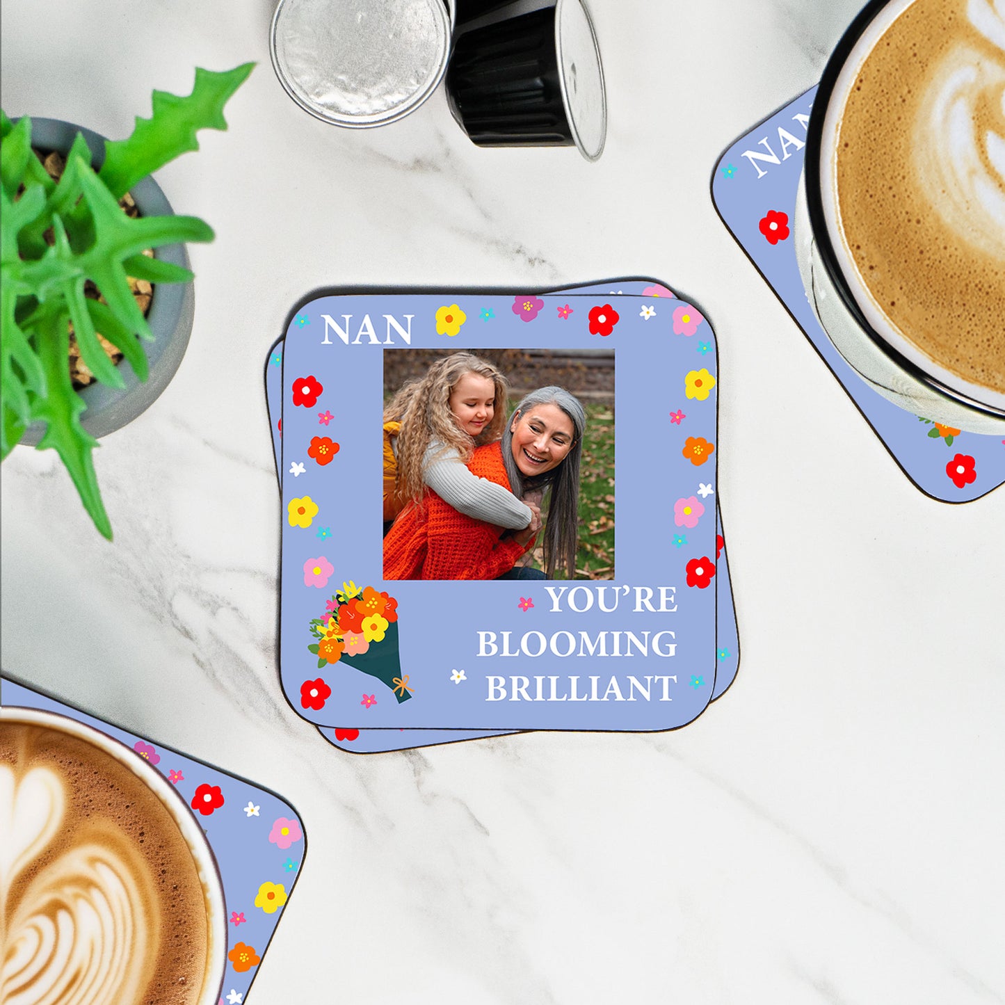 Nan You’re Blooming Brilliant –  Personalised Coaster