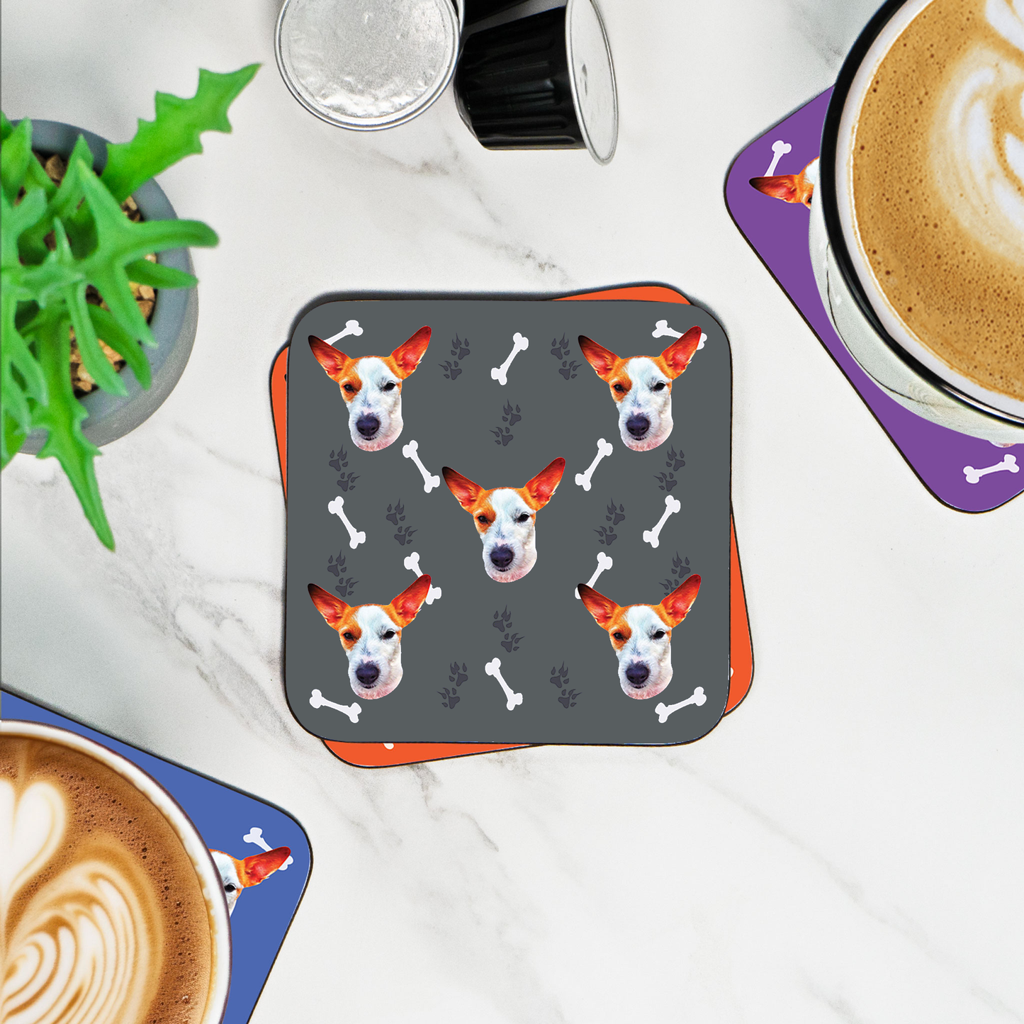 Dog and Bone Custom Photo Coaster