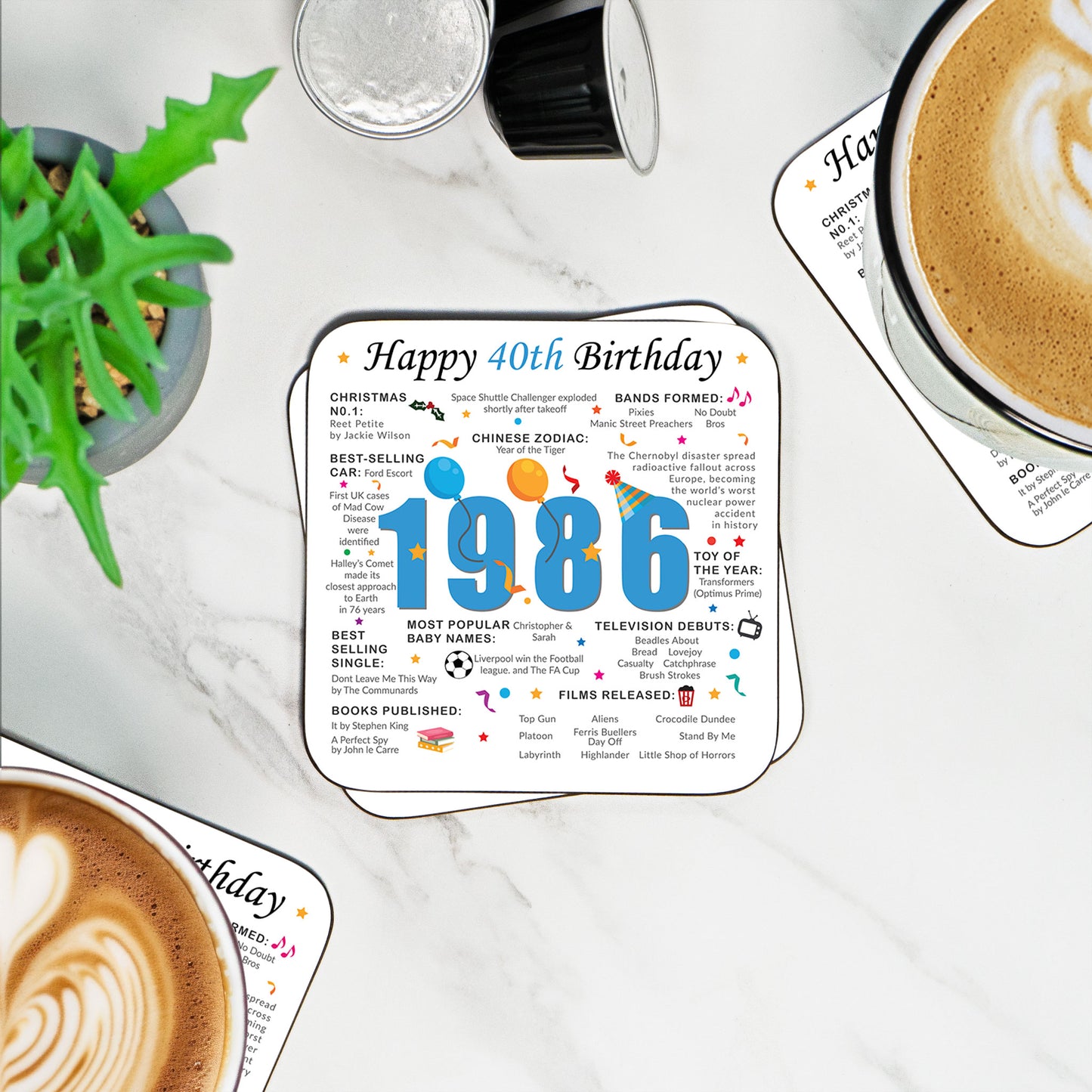40th Birthday Coaster 2026 - Born in 1986 Facts