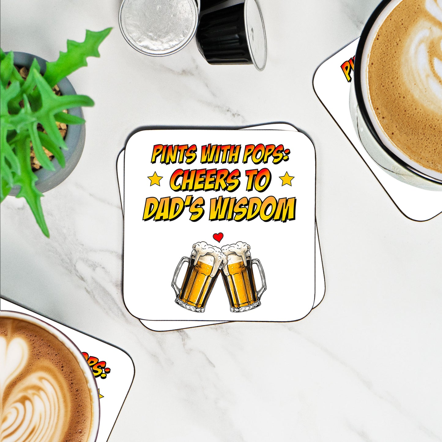 Pints With Pops Coaster – Cheers to Dad's Wisdom