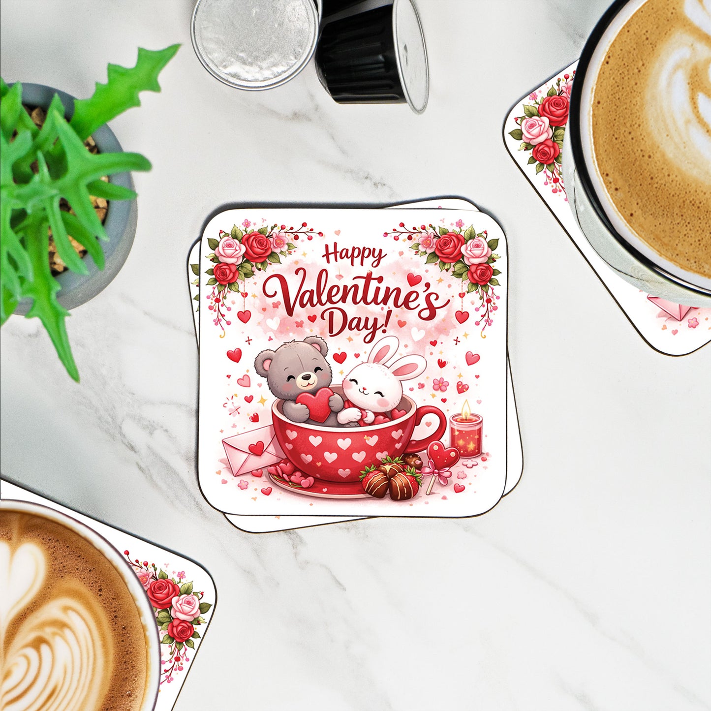 Happy Valentine’s Day Coaster – Cute Couples Love Coaster