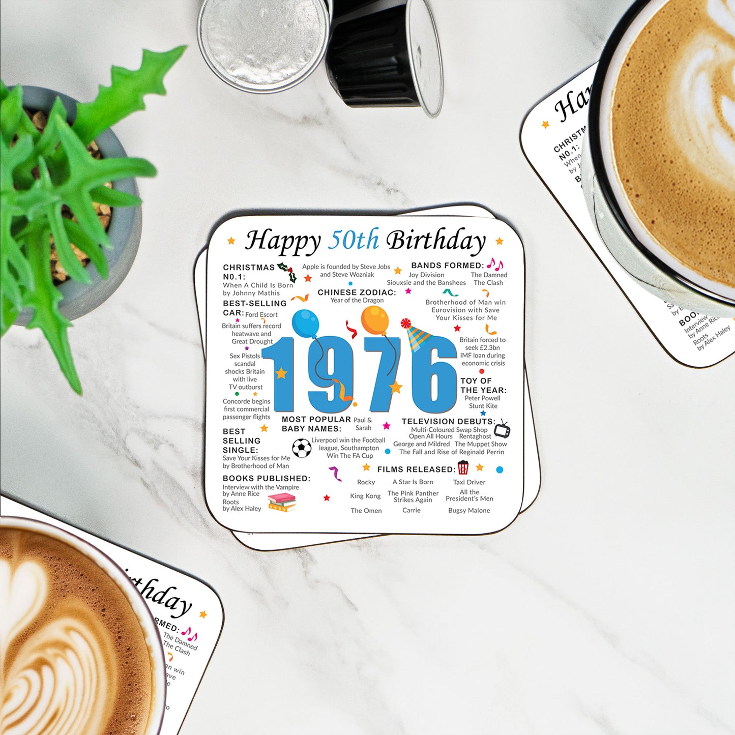 50th Birthday Coaster 2026 - Born in 1976 Facts
