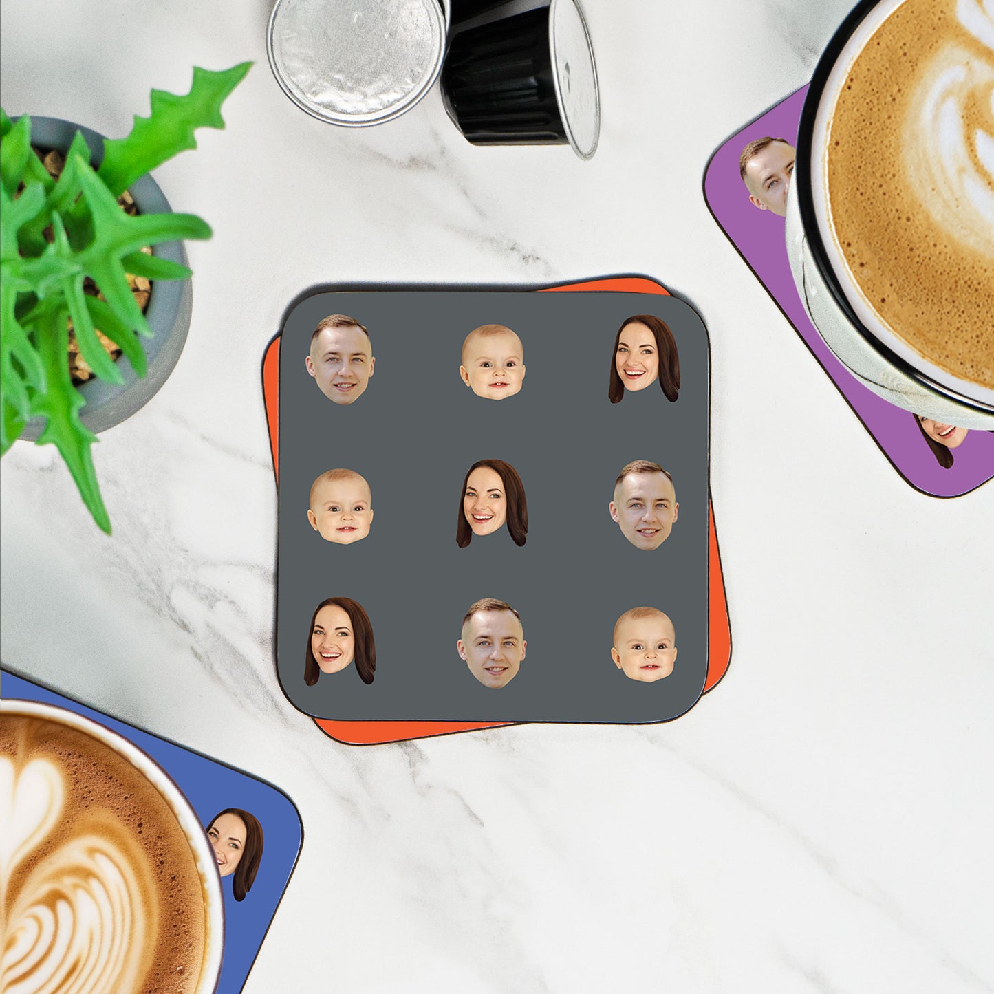 Family Face Custom Photo Coaster – Personalised Gift
