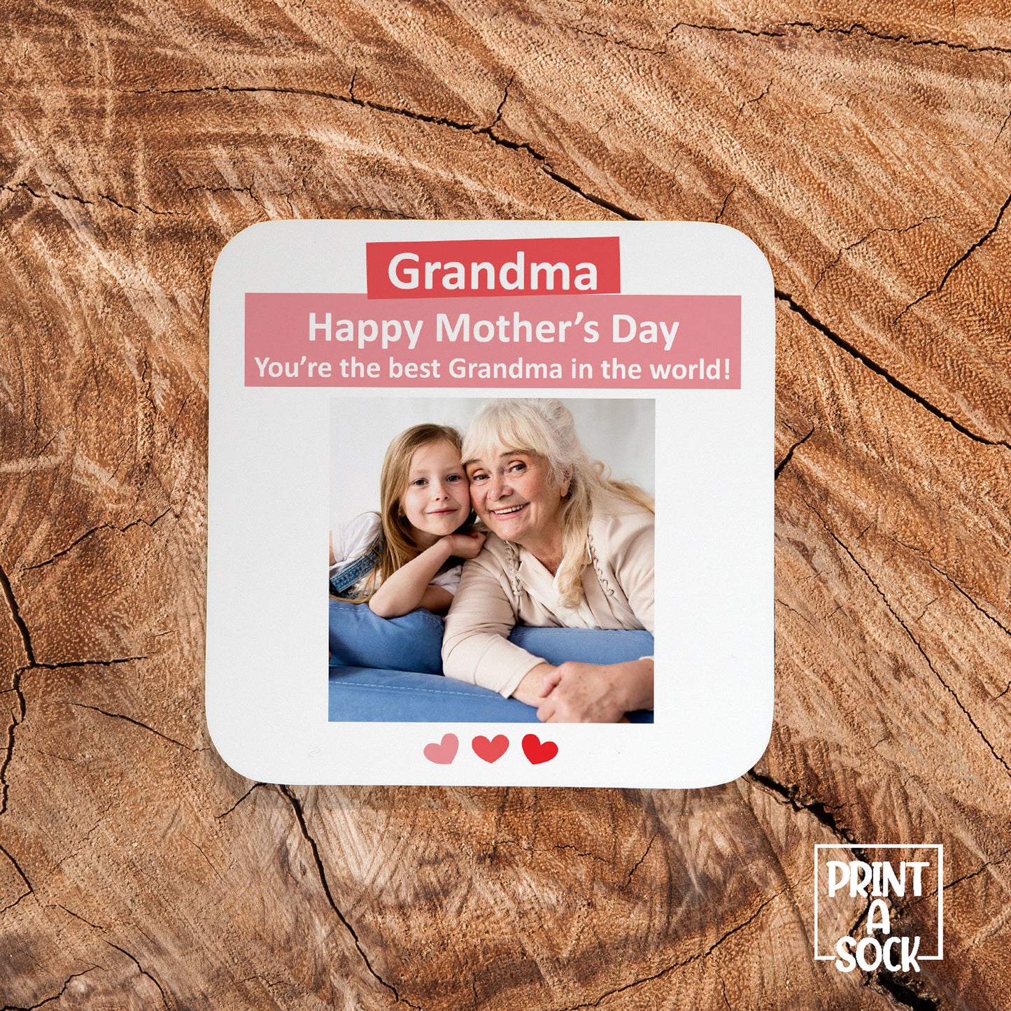 Grandma Happy Mother’s Day – You’re the Best Grandma in the World – Personalised Coaster