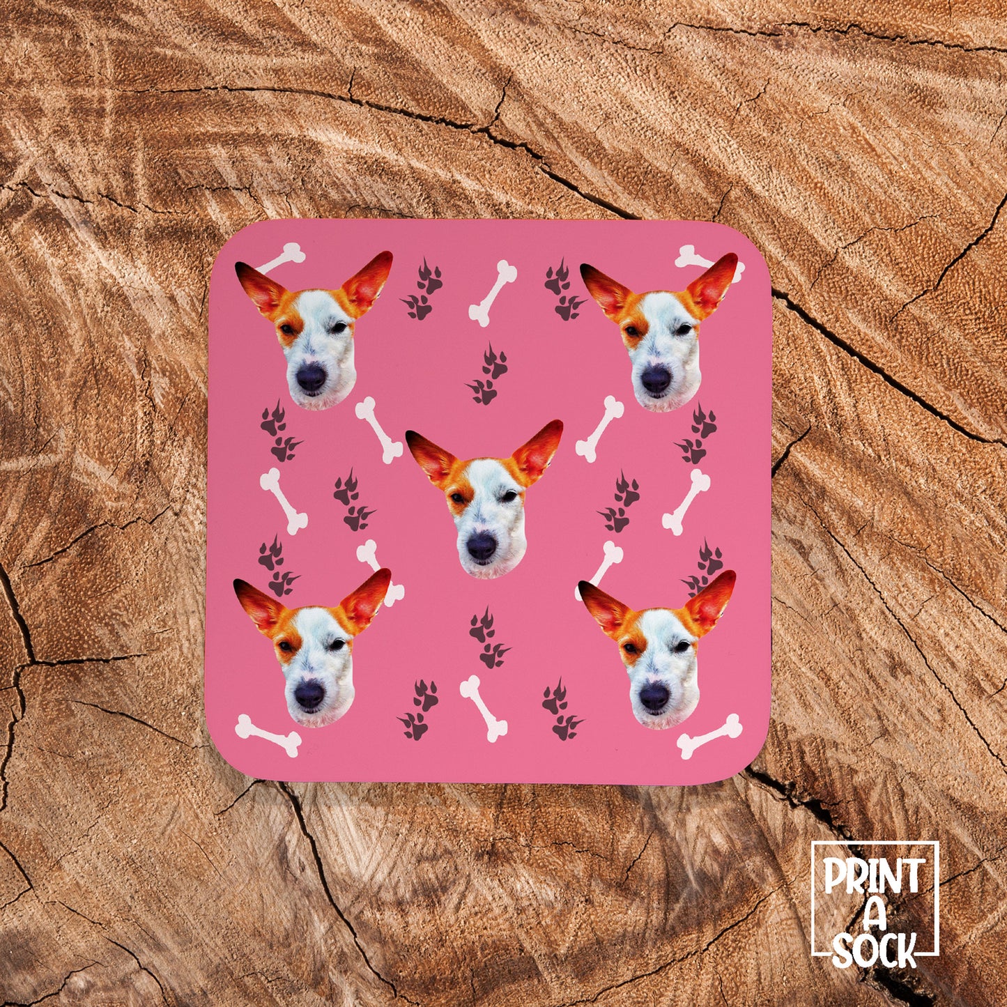 Dog and Bone Custom Photo Coaster