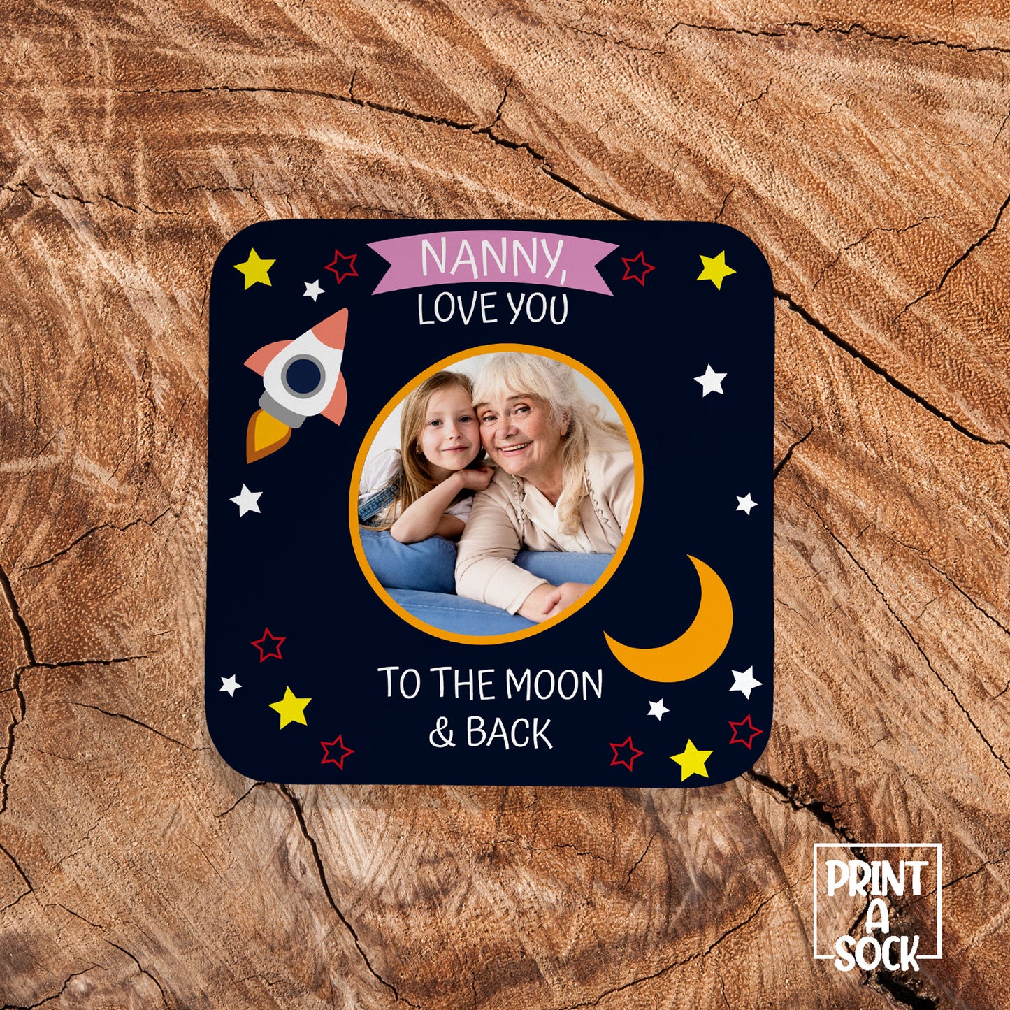 Nanny Love You To The Moon And Back – Personalised Photo Coaster Gift