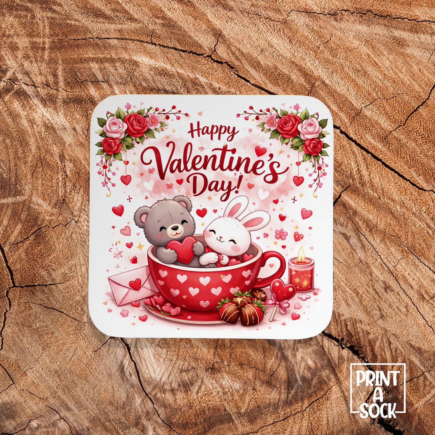Happy Valentine’s Day Coaster – Cute Couples Love Coaster