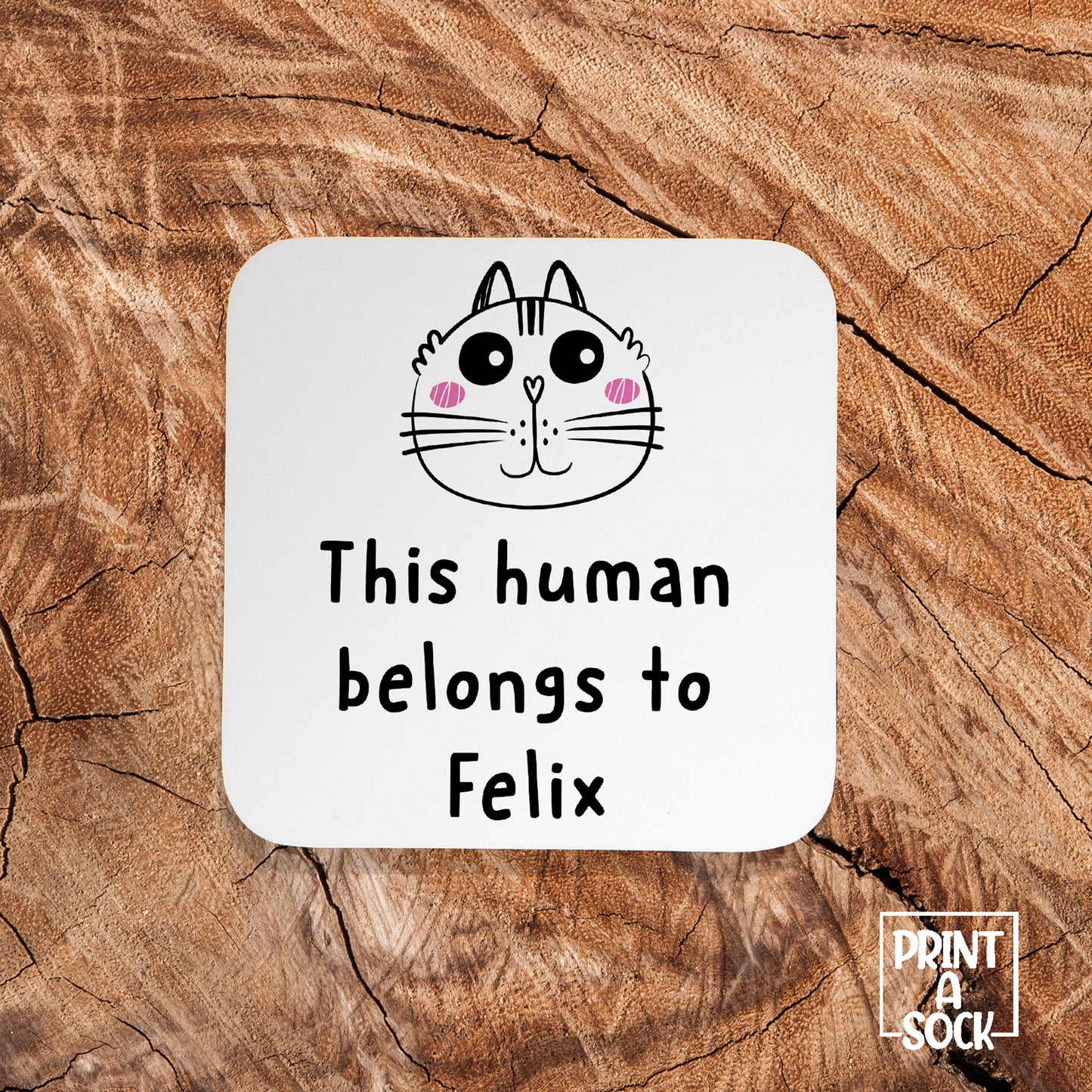 Personalised This Human Belongs To Cat - Coaster