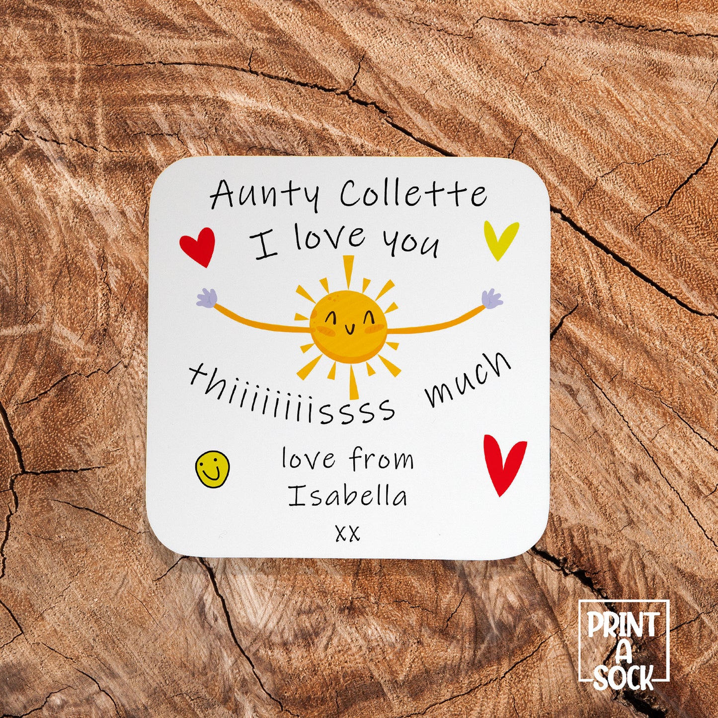 Personalised Aunty I Love You This Much - Coaster