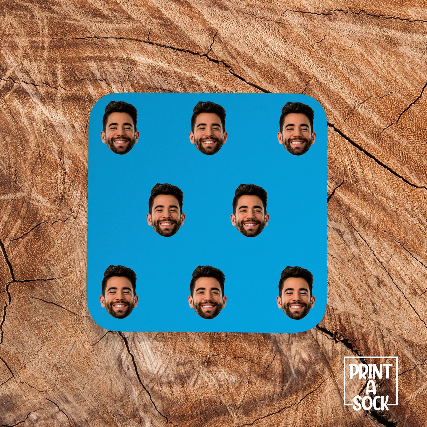 Face Pattern Custom Photo Coaster – Personalised Gift With Repeating Face Design