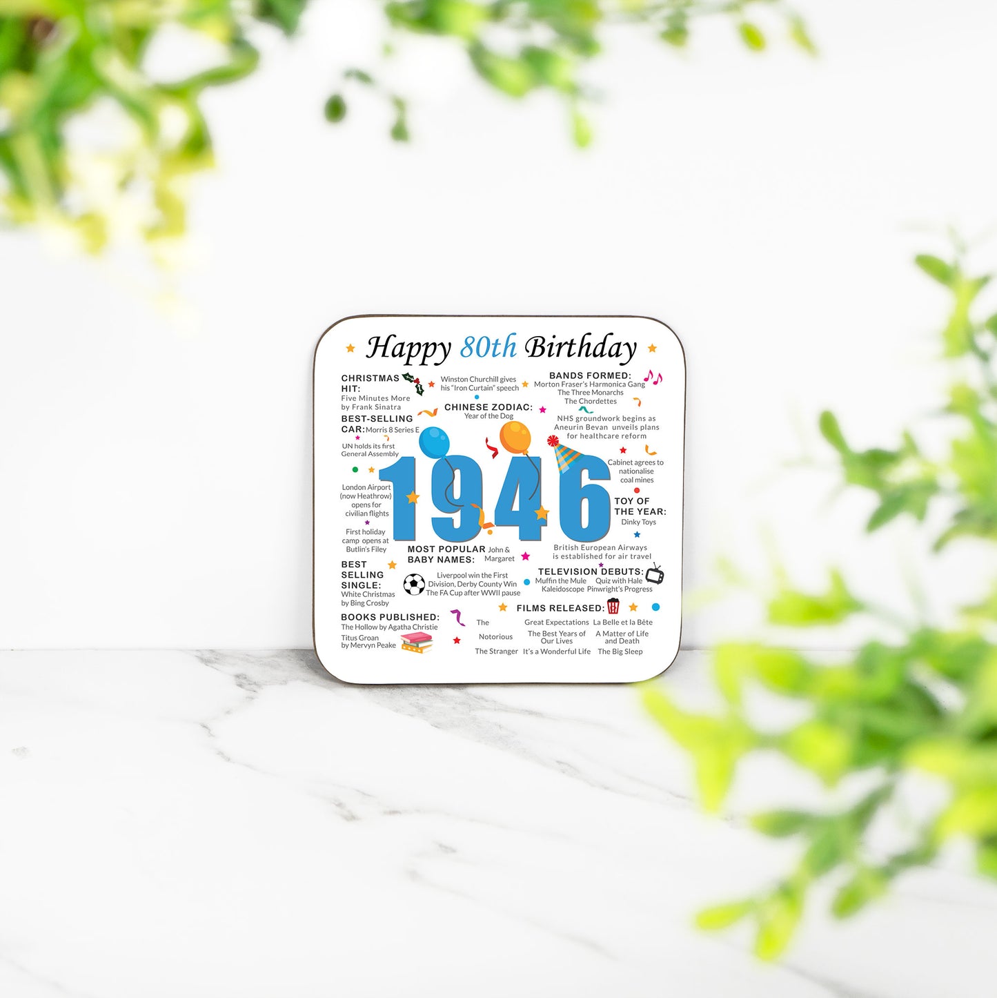 80th Birthday Coaster 2026 - Born in 1946 Facts