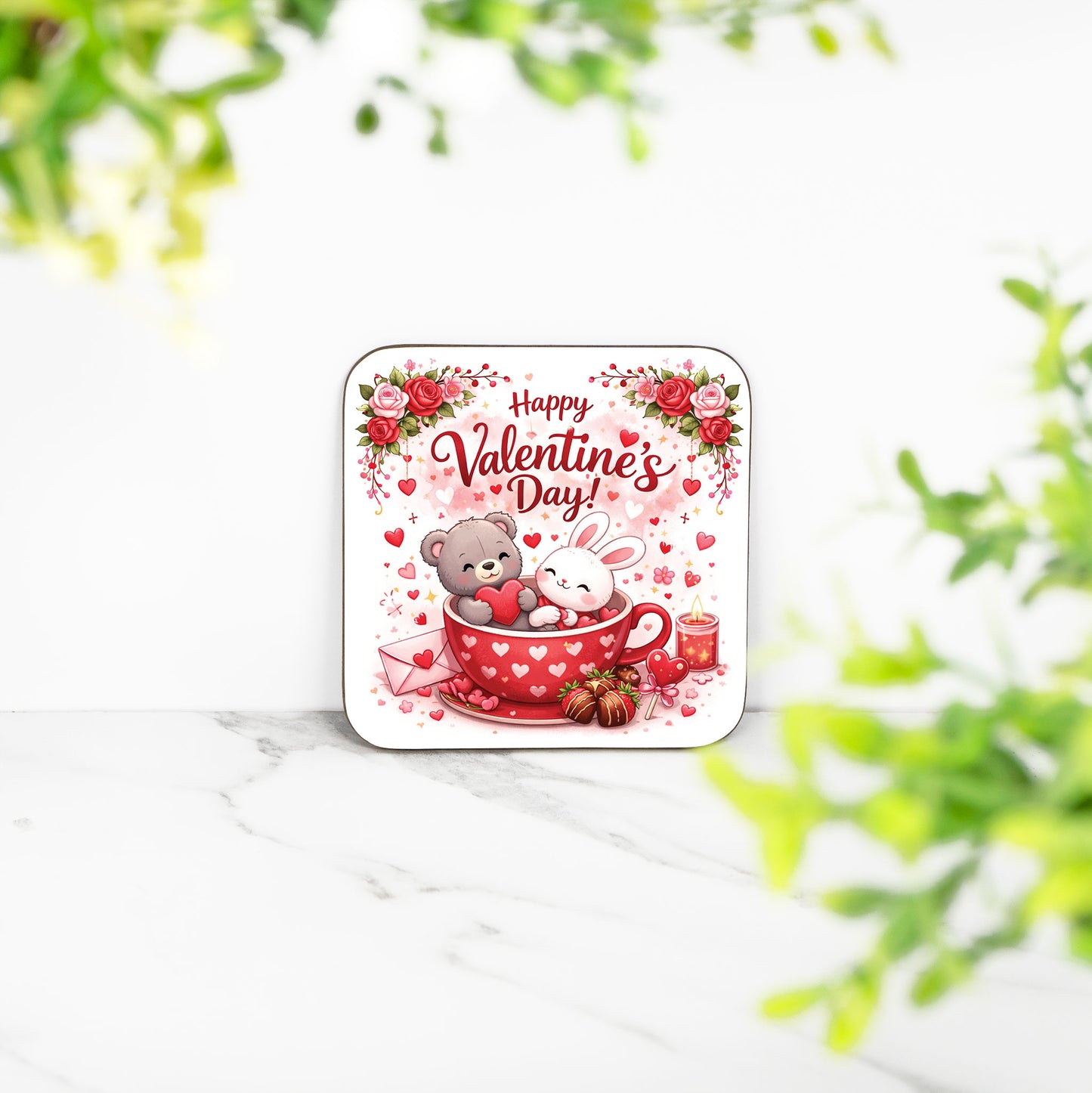 Happy Valentine’s Day Coaster – Cute Couples Love Coaster