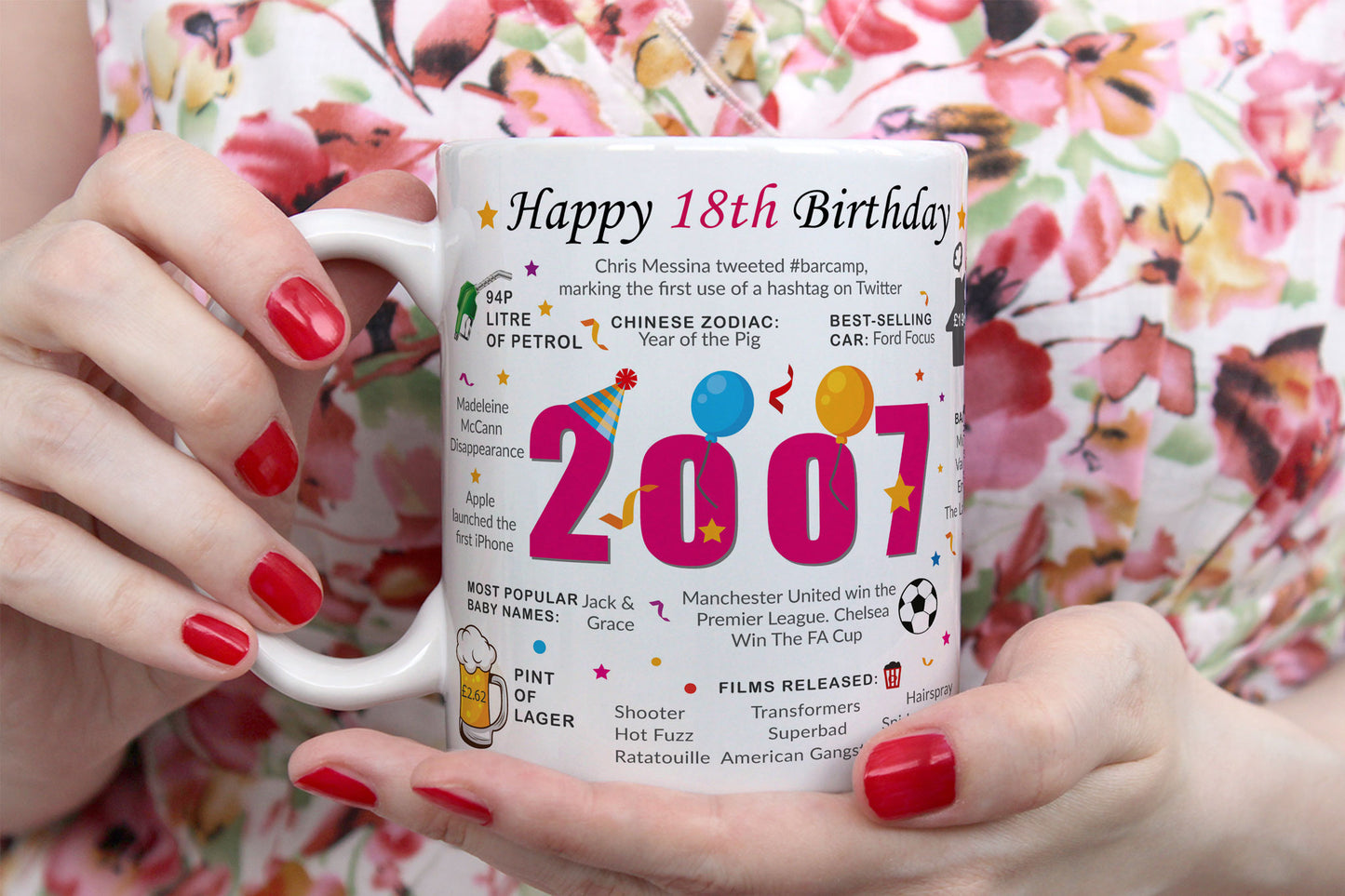 18th Birthday Mug – Born in 2007 Facts