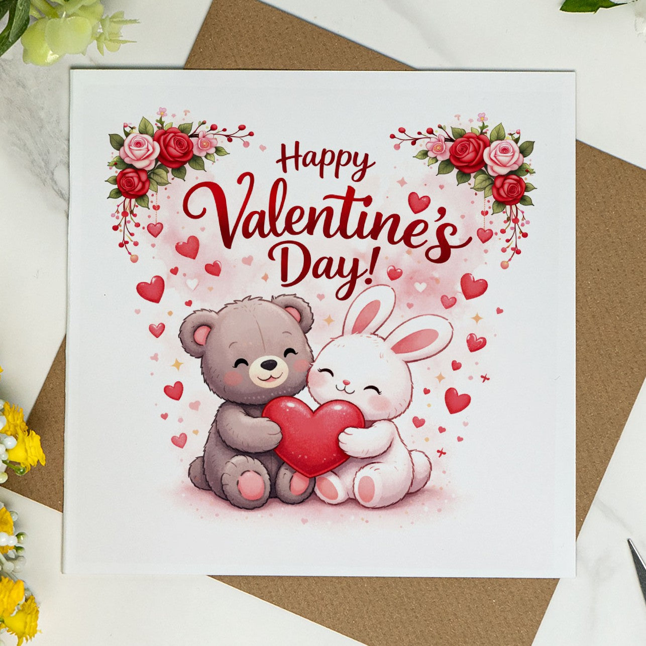 Happy Valentine’s Day – Cute Bear and Bunny Love Card
