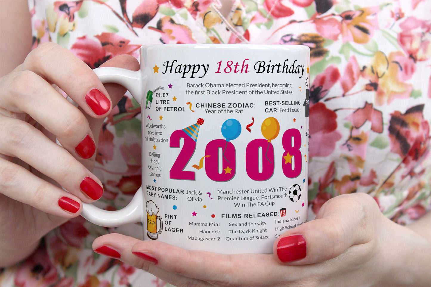 18th Birthday Mug 2026 – Born in 2008 Facts